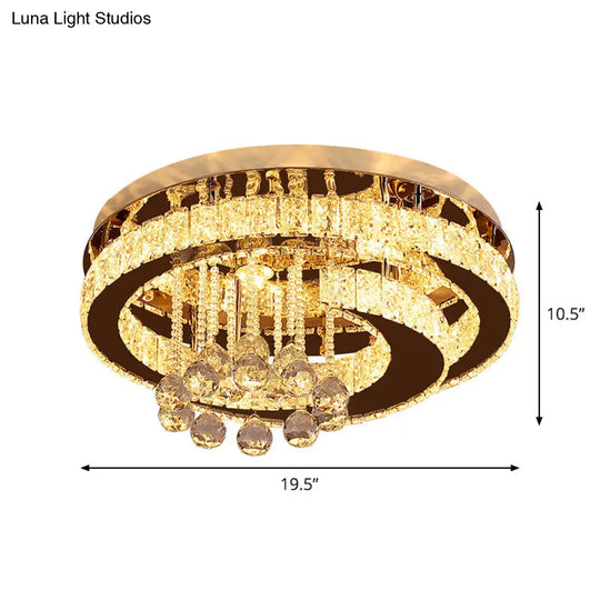 Modern Crystal Moon/Star Ceiling Lamp Led Semi Flush Light Chrome Finish With Droplet Deco