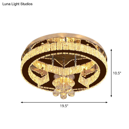 Modern Crystal Moon/Star Ceiling Lamp Led Semi Flush Light Chrome Finish With Droplet Deco