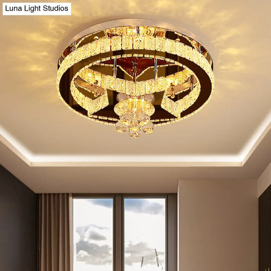 Modern Crystal Moon/Star Ceiling Lamp Led Semi Flush Light Chrome Finish With Droplet Deco / B