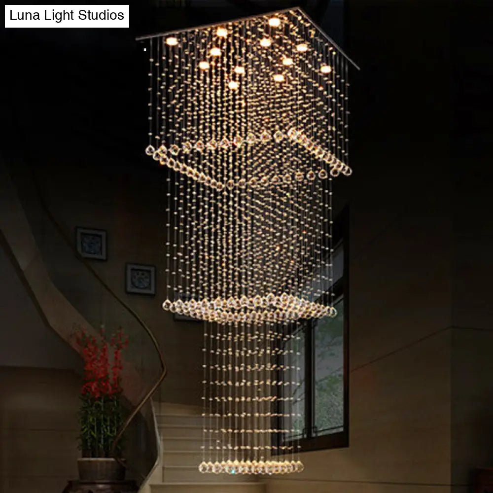 Modern Crystal Multi Pendant Light With 13 Led Heads And Silver Finish