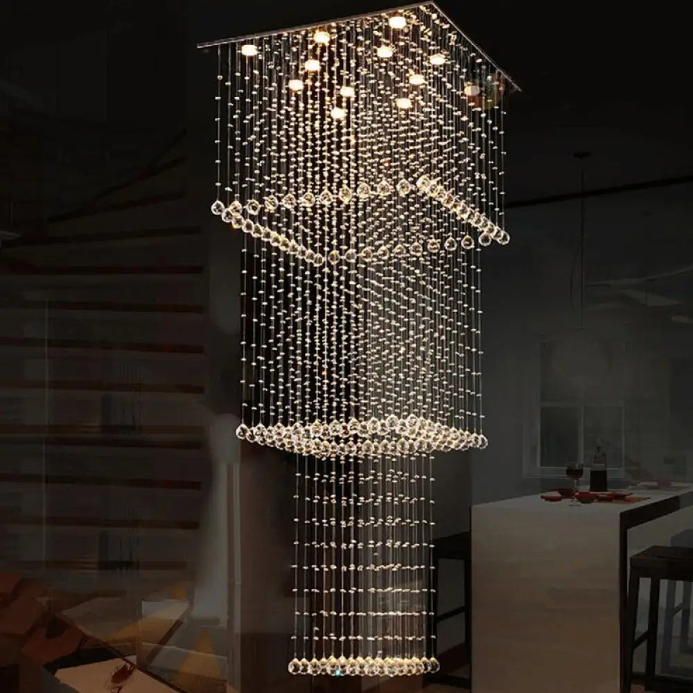 Modern Crystal Multi Pendant Light With 13 Led Heads And Silver Finish