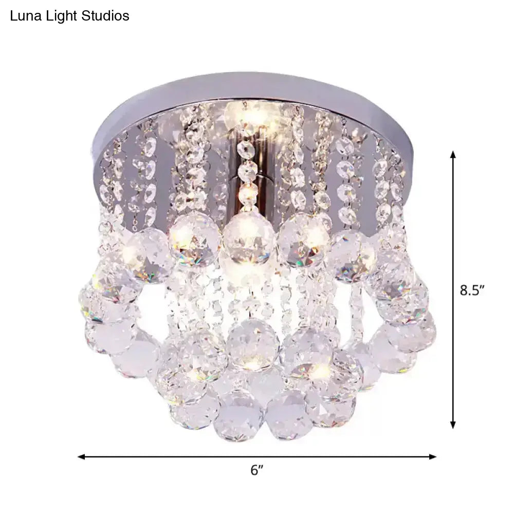 Modern Crystal Orb Ceiling Light Nickel Finish Semi Flush Mount Lamp - Available In Small Medium Or