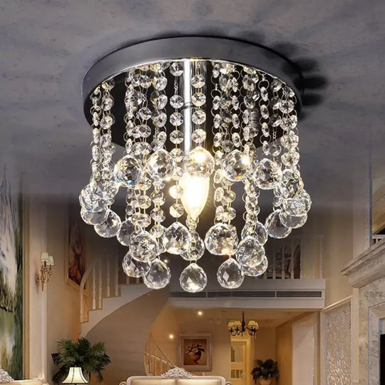 Modern Crystal Orb Ceiling Light Nickel Finish Semi Flush Mount Lamp - Available In Small Medium Or