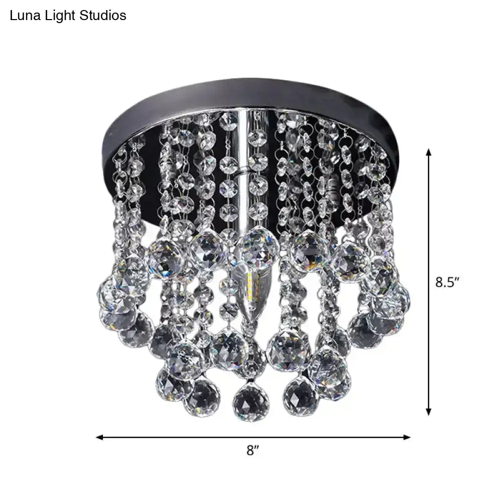 Modern Crystal Orb Ceiling Light Nickel Finish Semi Flush Mount Lamp - Available In Small Medium Or