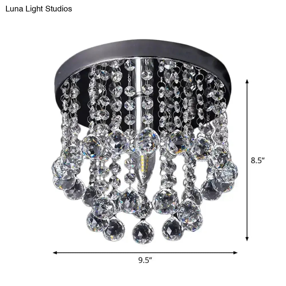 Modern Crystal Orb Ceiling Light Nickel Finish Semi Flush Mount Lamp - Available In Small Medium Or