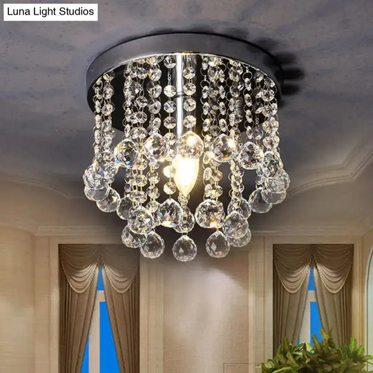 Modern Crystal Orb Ceiling Light Nickel Finish Semi Flush Mount Lamp - Available In Small Medium Or