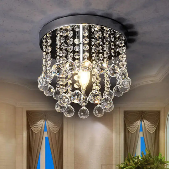 Modern Crystal Orb Ceiling Light Nickel Finish Semi Flush Mount Lamp - Available In Small Medium Or