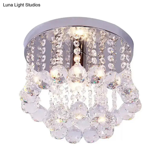 Modern Crystal Orb Ceiling Light Nickel Finish Semi Flush Mount Lamp - Available In Small Medium Or