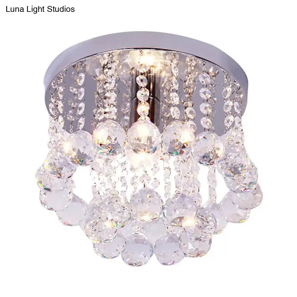 Modern Crystal Orb Ceiling Light Nickel Finish Semi Flush Mount Lamp - Available In Small Medium Or