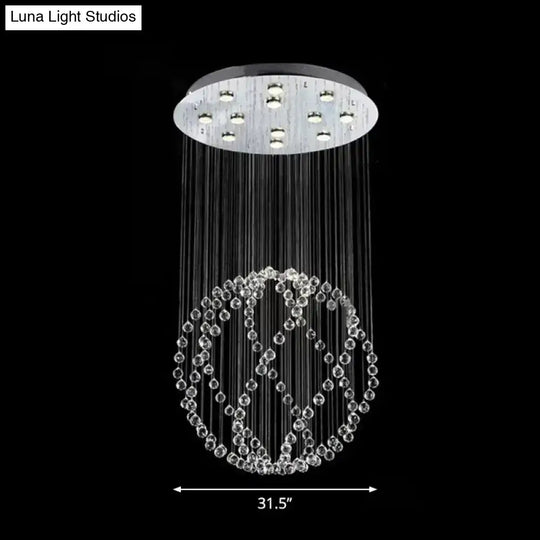 Modern Crystal Orb Flush Mount With 12-Head Design - Stainless Steel Ceiling Lamp