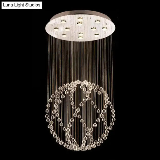 Modern Crystal Orb Flush Mount With 12-Head Design - Stainless Steel Ceiling Lamp