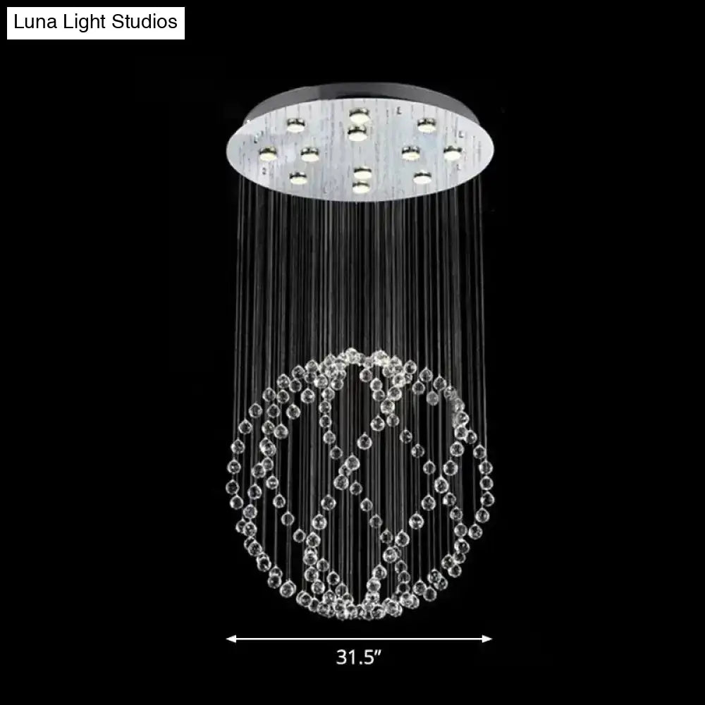 Modern Crystal Orb Flush Mount With 12-Head Design - Stainless Steel Ceiling Lamp