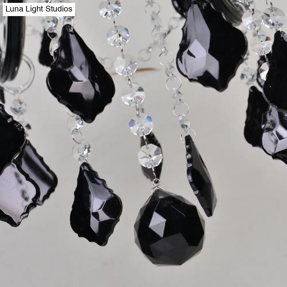 Modern Crystal Pendant Chandelier: 10/12 Heads Black 33/40 Wide