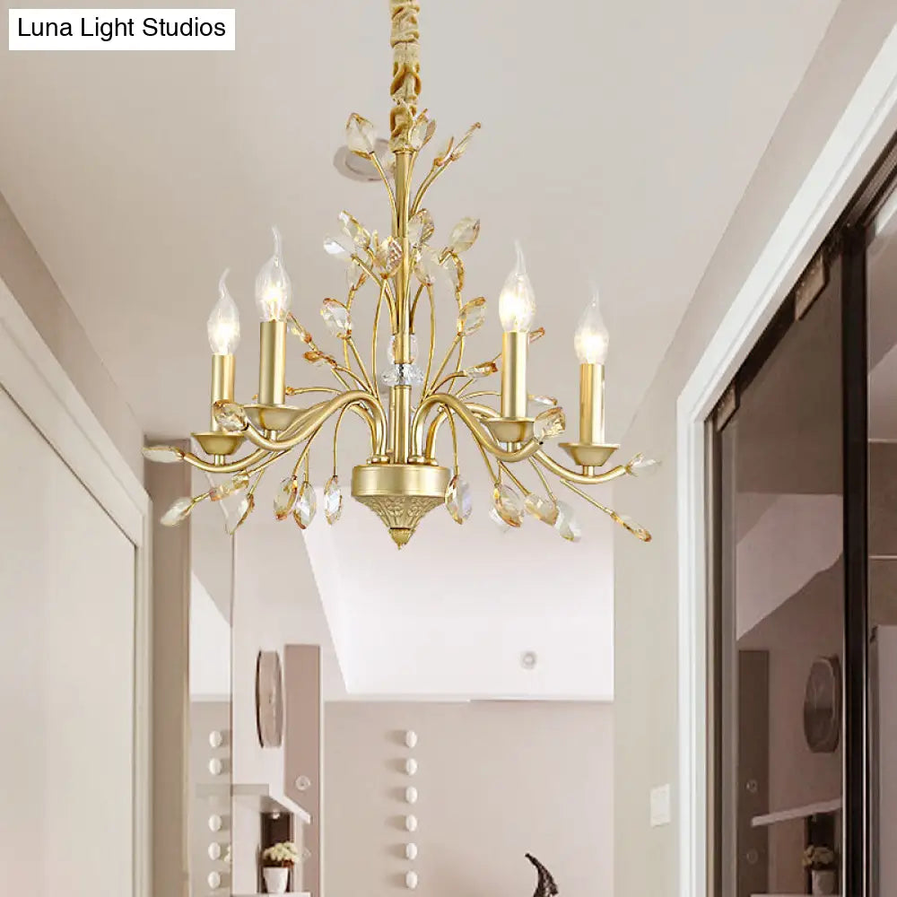 Modern Crystal Pendant Chandelier With Brass Hanging Light - 5/6/8 Bulbs 22/27.5/31.5 Width