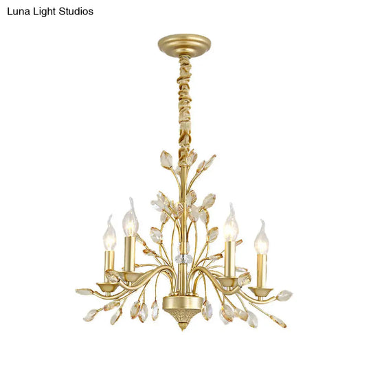 Modern Crystal Pendant Chandelier With Brass Hanging Light - 5/6/8 Bulbs 22/27.5/31.5 Width