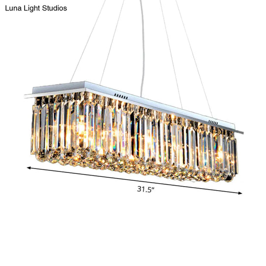 Modern Crystal Pendant Island Lamp With Rectangle Shape 4/5/6 Lights Stainless Steel - Ideal For