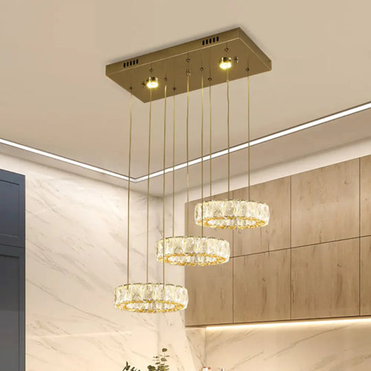 Modern Crystal Pendant Light With Led Kit – Stainless Steel Swag Lamp Stainless-Steel