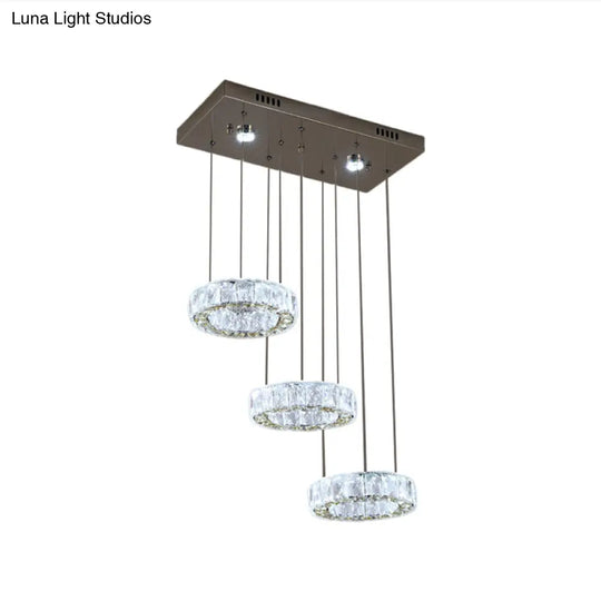 Modern Crystal Pendant Light With Led Kit – Stainless Steel Swag Lamp