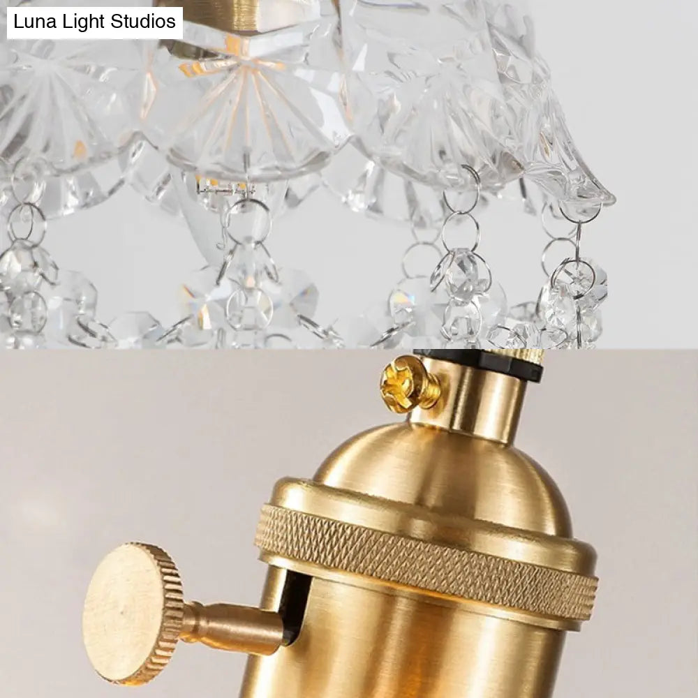 Modern Crystal Pendant Light With Stylish Domed Shade - Clear Glass Hanging Lamp For Restaurants