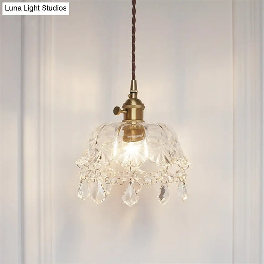 Stylish Modern Pendant Light With Clear Glass Shade And Crystal Accent Perfect For Restaurants