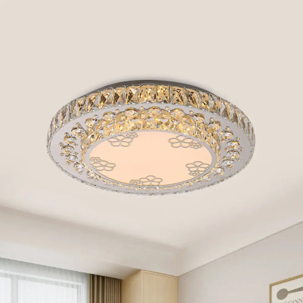 Modern Crystal Petal Led Flush Mount Ceiling Light In Nickel Finish For Bedroom