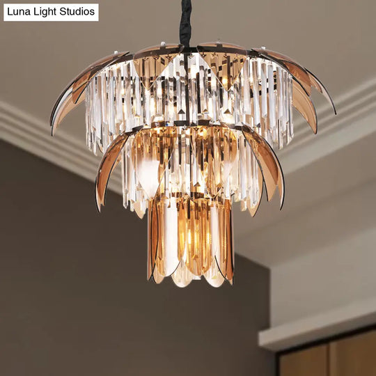 Modern 3-Layer Crystal Chandelier With 10 Lights For Living Room Ceiling Gold