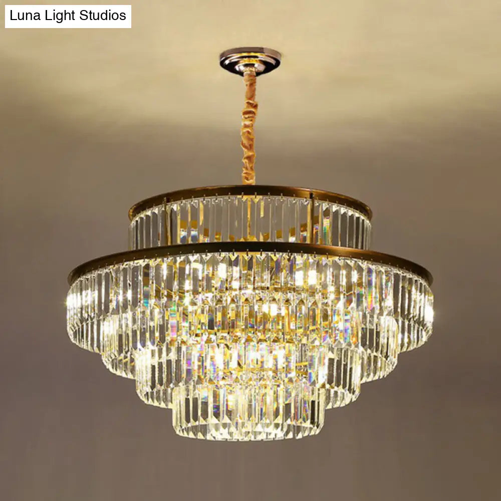 Modern Crystal Chandelier Pendant Light For Living Room With Circular Suspension 11 / Clear