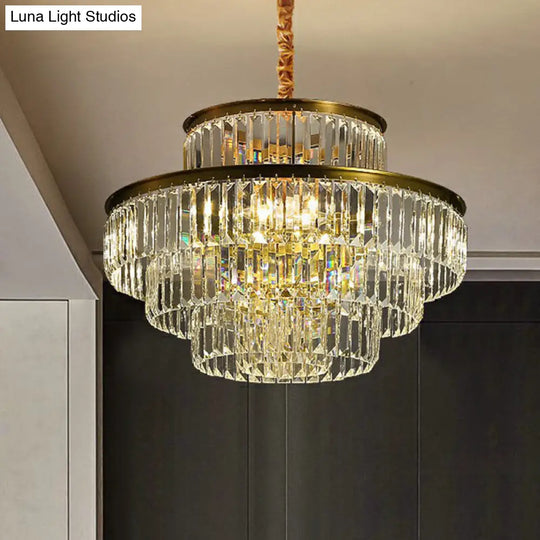Modern Crystal Chandelier Pendant Light For Living Room With Circular Suspension