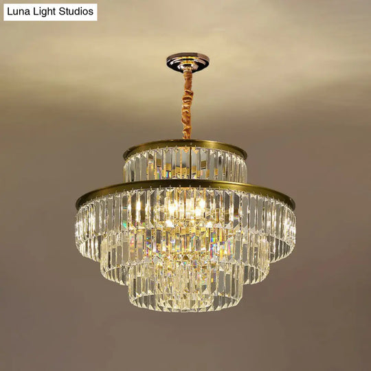 Modern Crystal Chandelier Pendant Light For Living Room With Circular Suspension 8 / Clear