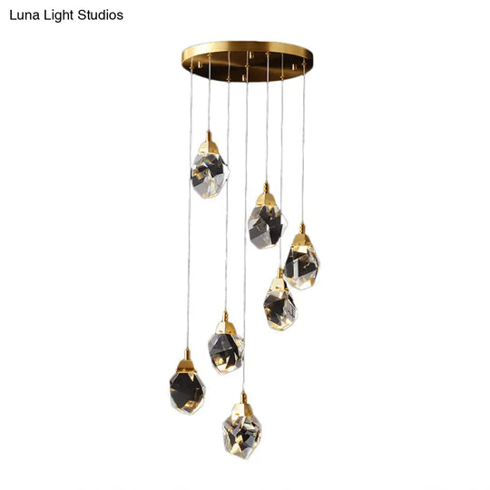 Modern Crystal Raindrop Pendant Light In Brass For Dining Room - Available 3 5 Or 24-Light Options