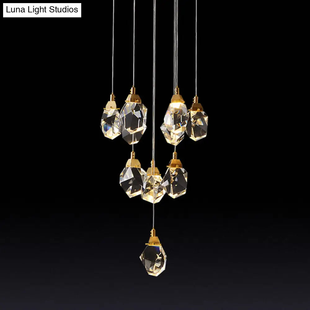 Modern Crystal Raindrop Pendant Light In Brass For Dining Room - Available 3 5 Or 24-Light Options