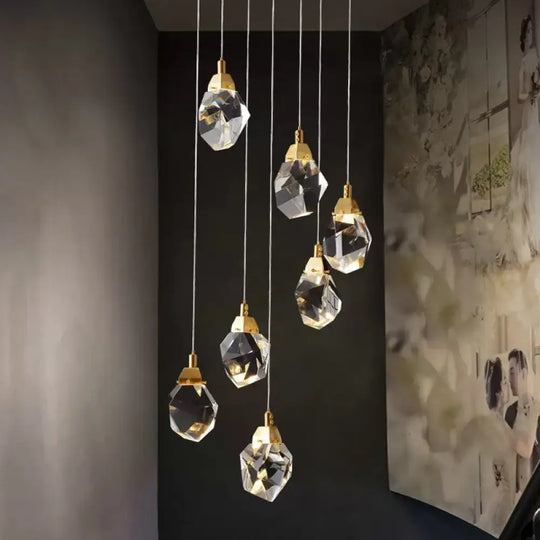 Modern Crystal Raindrop Pendant Light In Brass For Dining Room - Available 3 5 Or 24-Light Options