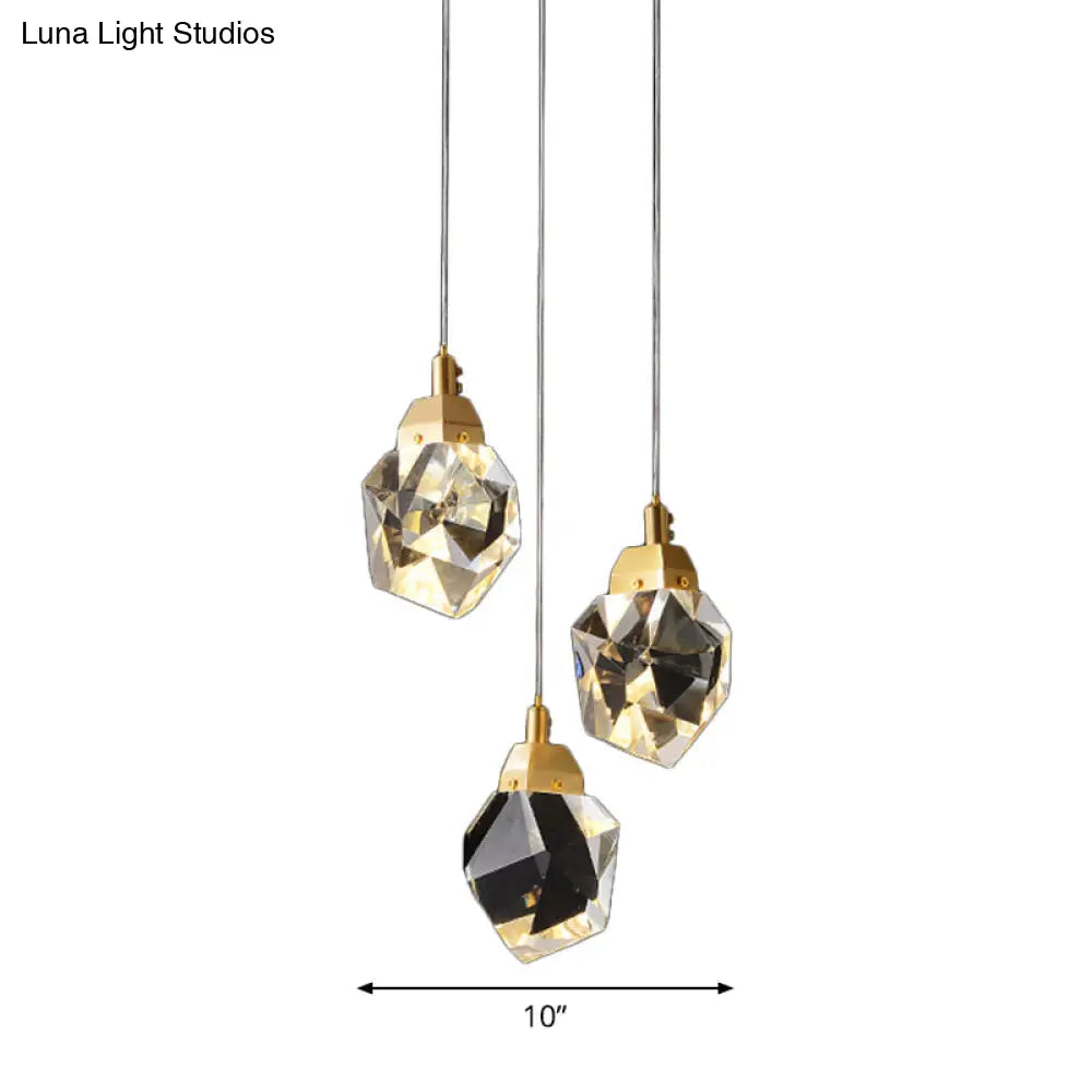 Modern Crystal Raindrop Pendant Light In Brass For Dining Room - Available 3 5 Or 24-Light Options