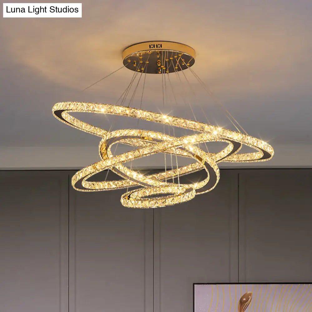 Modern Crystal Ring Chandelier Pendant Light For Living Room