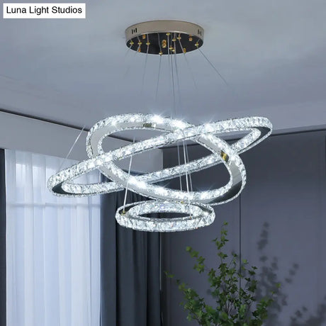 Modern Crystal Ring Pendant Light For Living Room