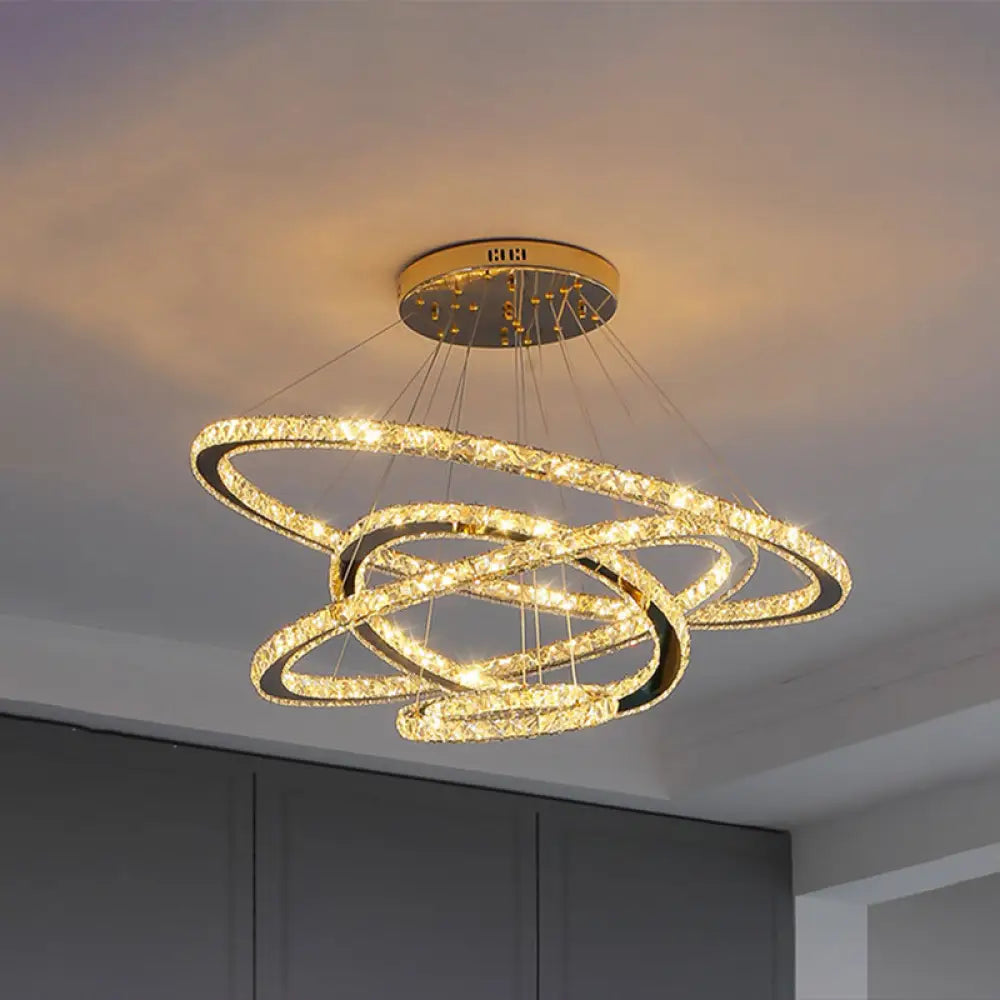 Modern Crystal Ring Pendant Light For Living Room Stainless-Steel / 8’ + 16’ + 23.5’ + 31.5’