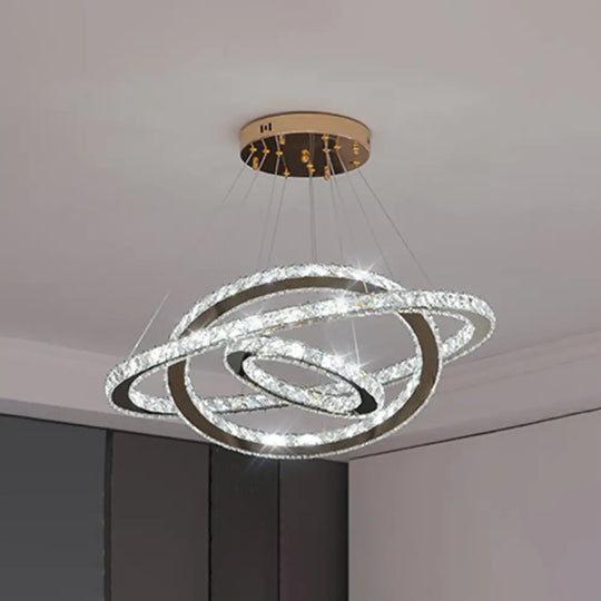 Modern Crystal Ring Pendant Light For Living Room Stainless-Steel / 8’ + 16’ + 23.5’