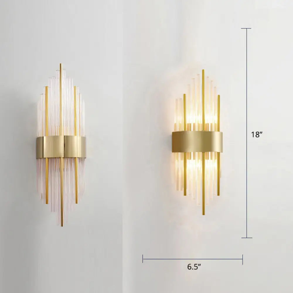 Modern Crystal Rod Wall Mounted Flute Sconce Lamp Gold / 7