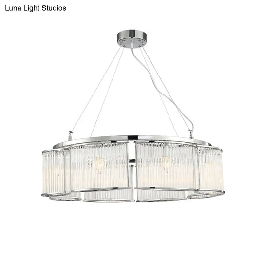 Modern Crystal Round Ceiling Chandelier - 29.5’/33.5’ Wide Chrome Pendant Light Fixture