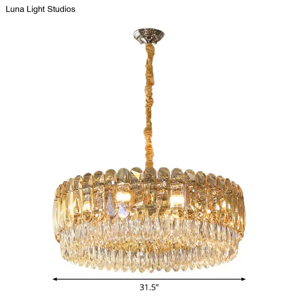 Modern Crystal Round Chandelier Pendant Light With 6/10 Silver Heads Ideal For Bedroom Suspension