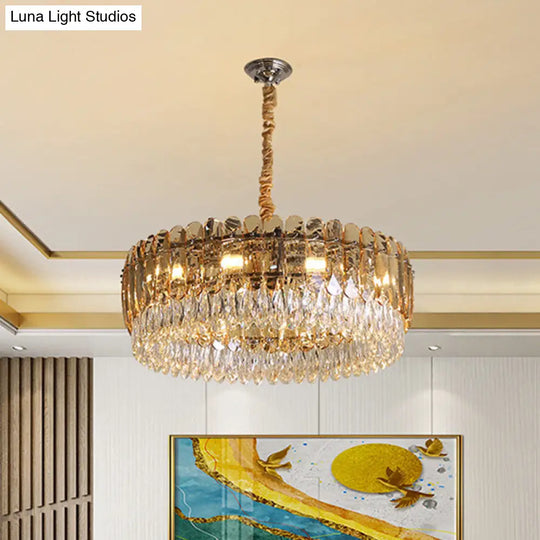 Modern Silver Crystal Chandelier Pendant Light 6/10 Heads For Bedroom Suspension