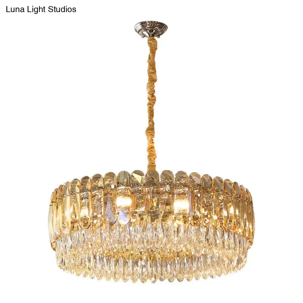 Modern Silver Crystal Chandelier Pendant Light 6/10 Heads For Bedroom Suspension