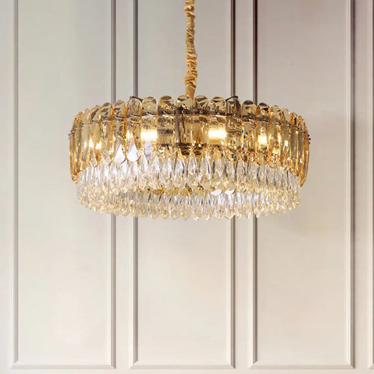 Modern Crystal Round Chandelier Pendant Light With 6/10 Silver Heads Ideal For Bedroom Suspension 6