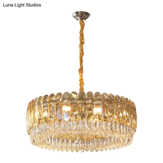 Modern Crystal Round Chandelier Pendant Light With 6/10 Silver Heads Ideal For Bedroom Suspension