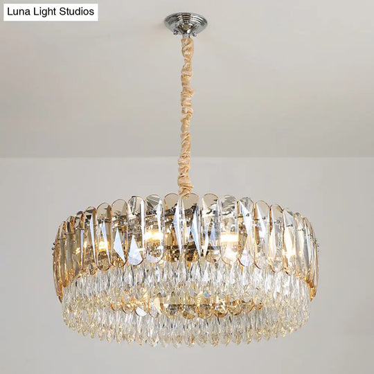 Modern Silver Crystal Chandelier Pendant Light 6/10 Heads For Bedroom Suspension