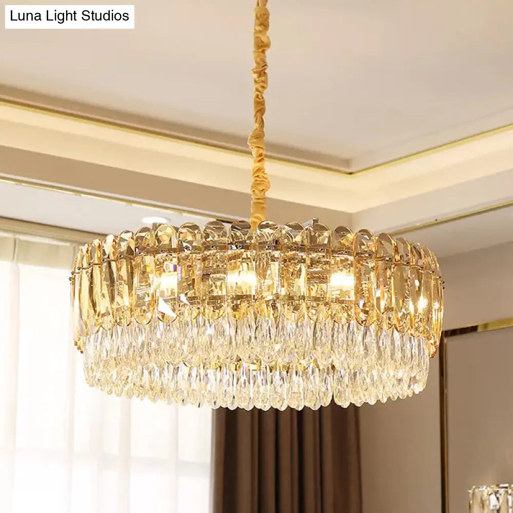 Modern Crystal Round Chandelier Pendant Light With 6/10 Silver Heads Ideal For Bedroom Suspension