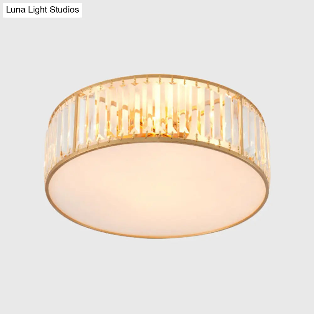 Modern Crystal Round Flush Mount Ceiling Light For Living Rooms