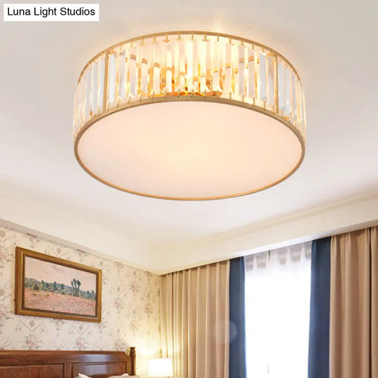 Modern Crystal Round Flush Mount Ceiling Light For Living Rooms Gold / 15.5