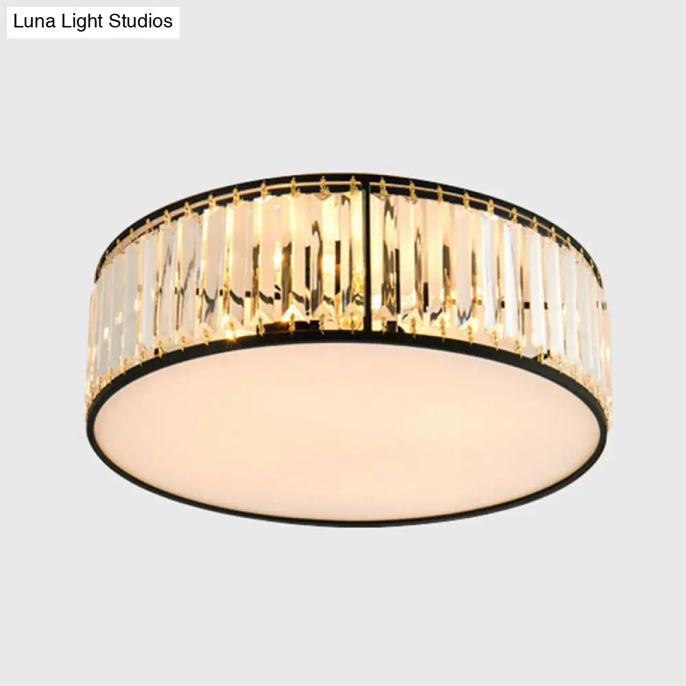 Modern Crystal Round Flush Mount Ceiling Light For Living Rooms