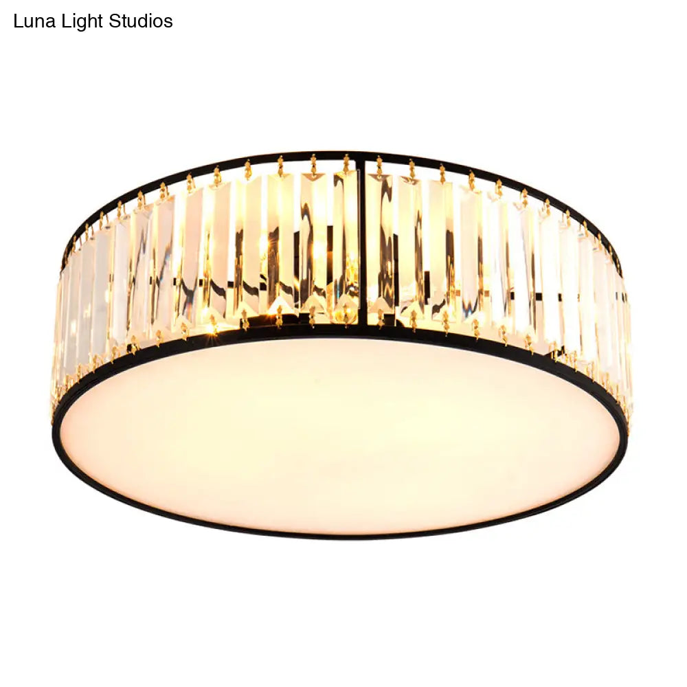 Modern Crystal Round Flush Mount Ceiling Light For Living Rooms